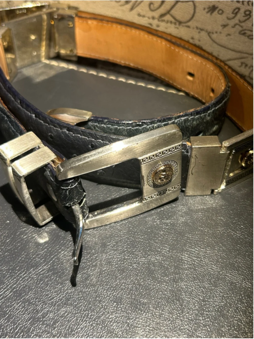 Men's Vaquero Country Belt One Size Black Silver Leather